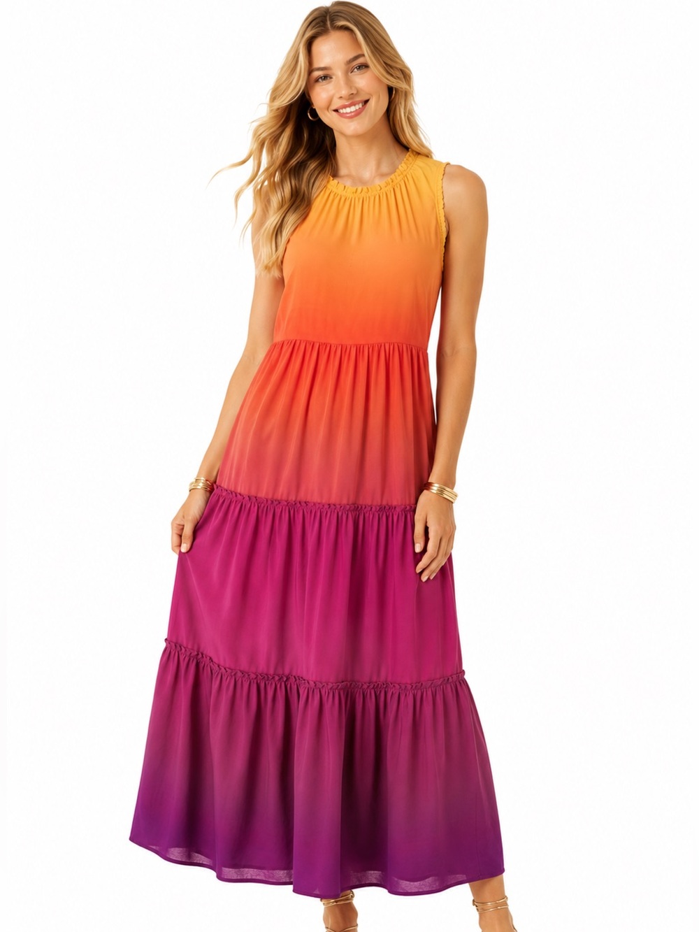Matilda Jane Waikiki Ombre Tiered Maxi Dress Medium NWT